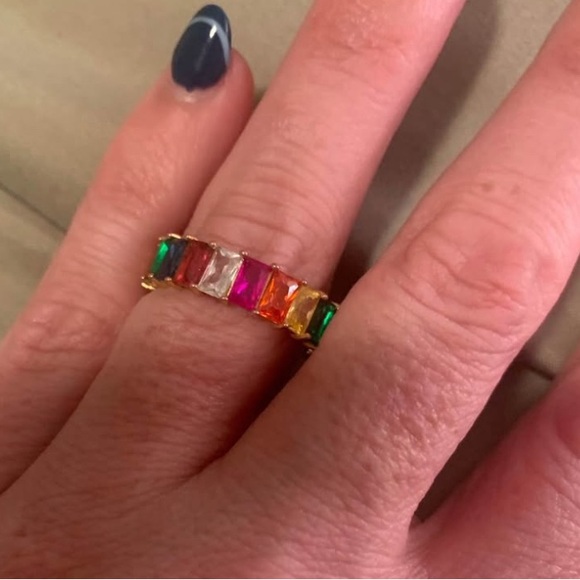 Rainbow Rhinestones Rings - Picture 2 of 4